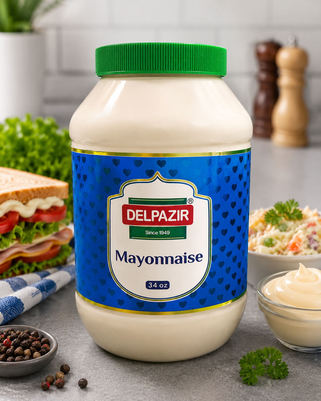 Delpazir Mayonnaise 34oz – Creamy Premium Mayonnaise